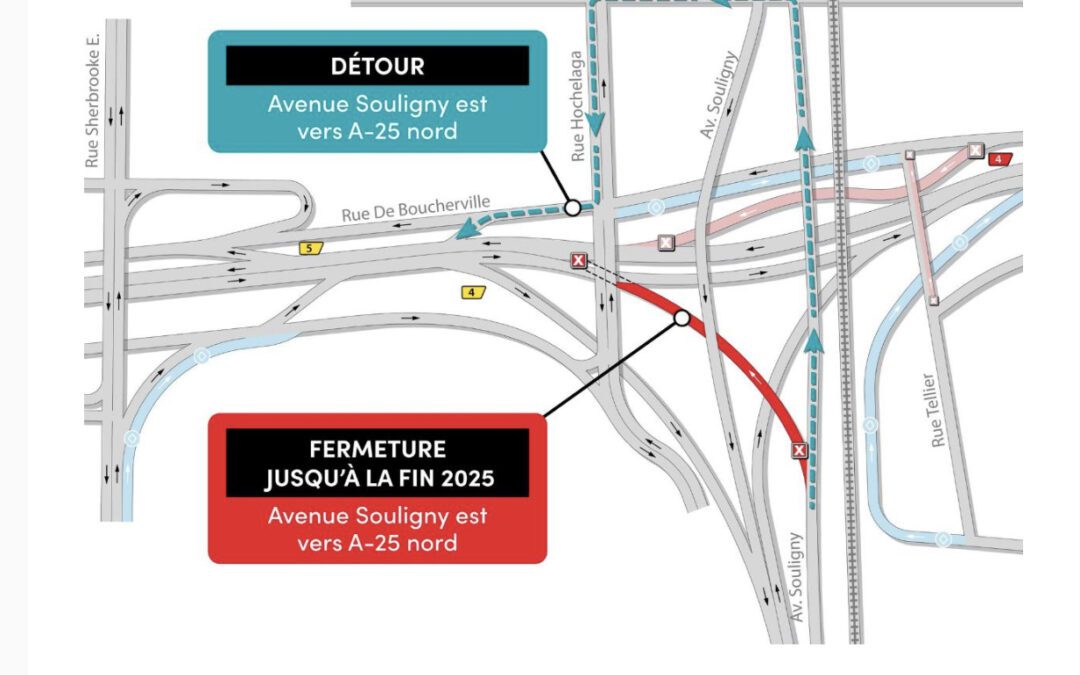 PONT-TUNNEL L.-H.-LA FONTAINE – FERMETURE PROLONGÉE DE LA BRETELLE SOULIGNY VERS L’A25 NORD